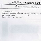 Visitors diary
